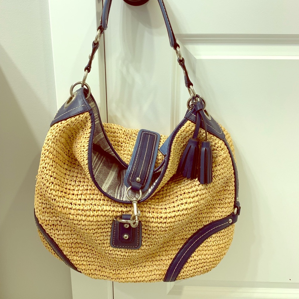 Coach wicker weave hobo handbag